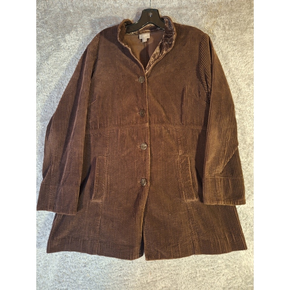 J.Jill Brown Corduroy Pleated Jacket Womens Small Sz 8 Cotton Vintage Coastal